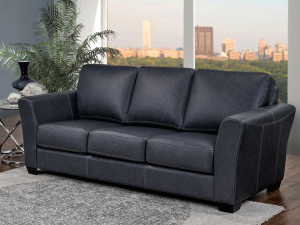 Bayview -  Living Room Luxury Black Leather Sofa by LeatherCraft Furniture - Manufacturer of Top Grain Leather Sofa based in Toronto, Canada having dealer in Brampton, Vaughan, Pickering, Mississauga, Oakville, Scarborough, Kingston, Sudbury, Quebec and Other provinces of Canada